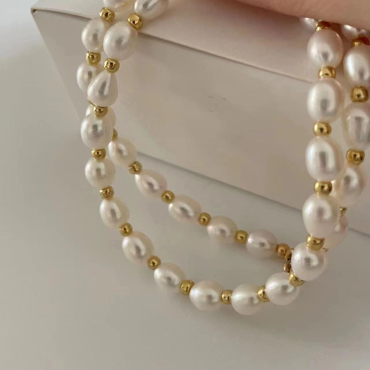 Ball Pearl Gold Chain Necklace