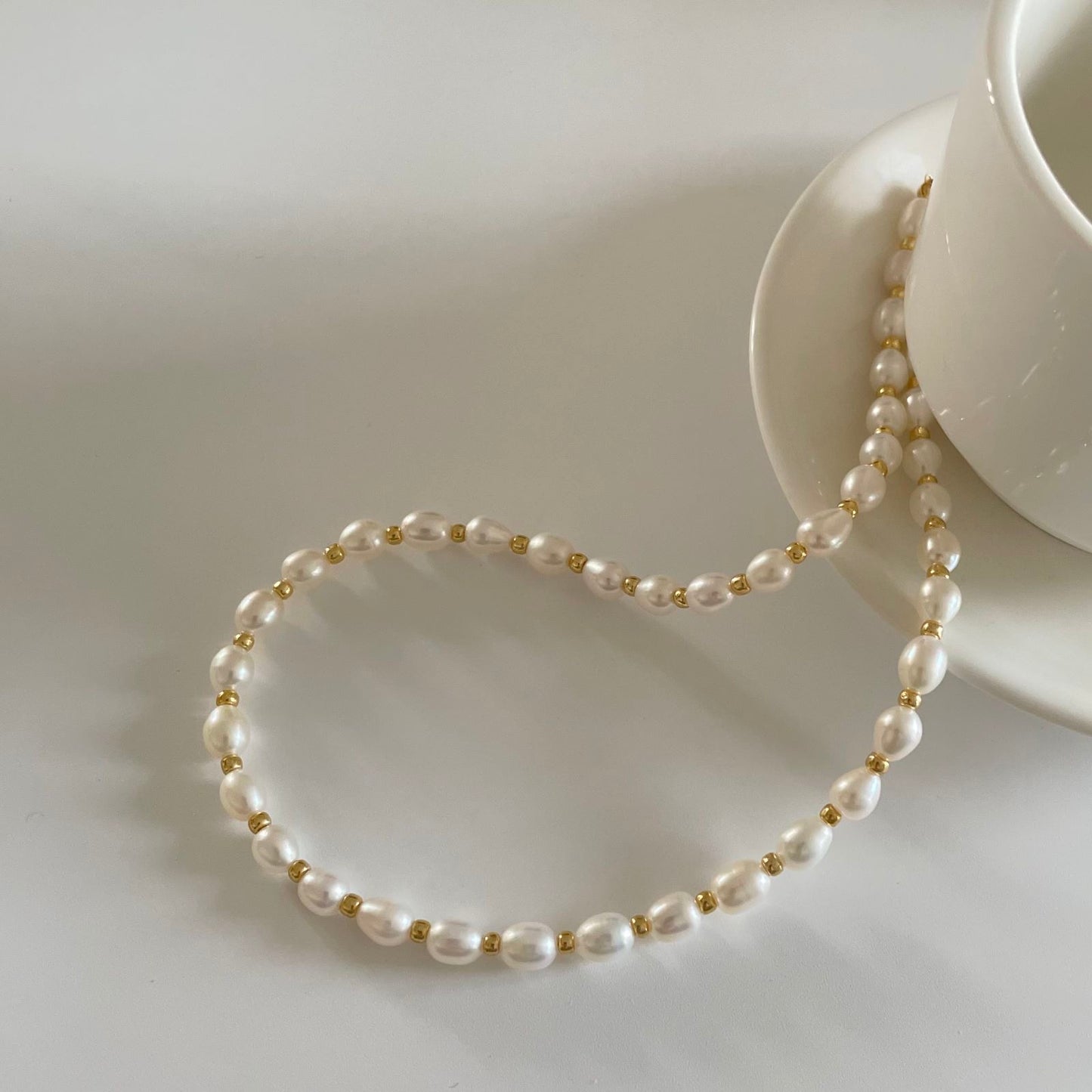 Ball Pearl Gold Chain Necklace