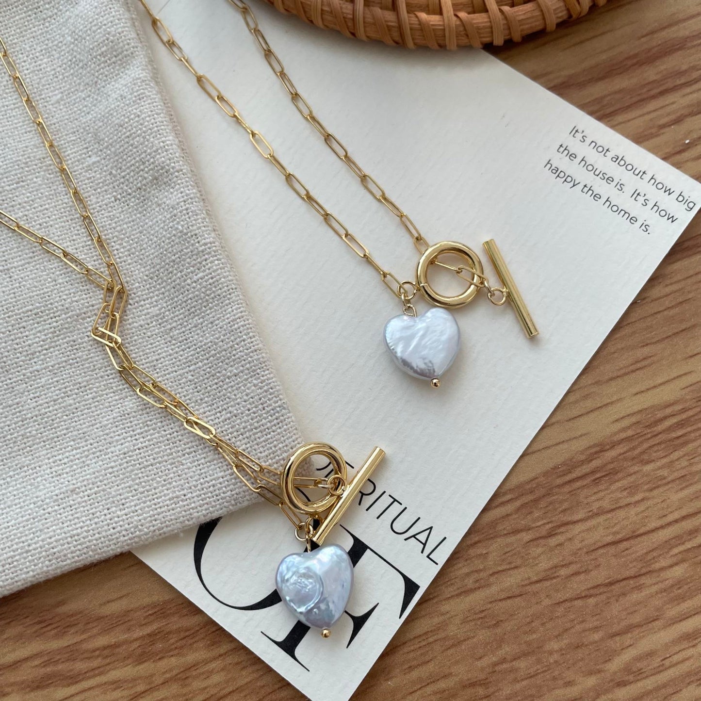 Baroque Heart Pearl Gold Necklace