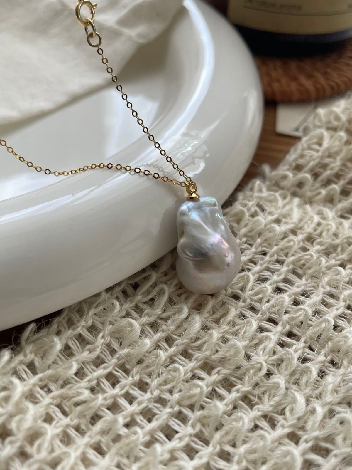 Baroque Pearl Gold Chain Necklace