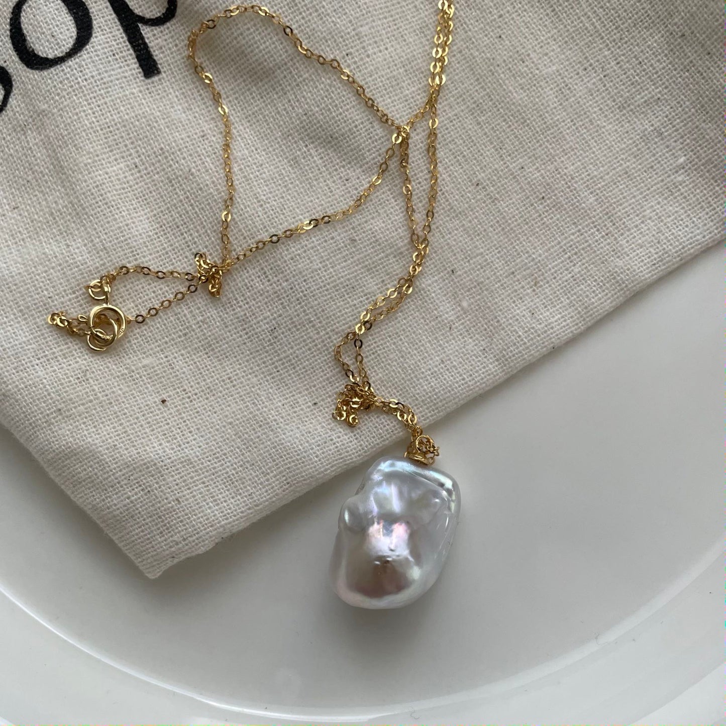 Baroque Pearl Gold Chain Necklace