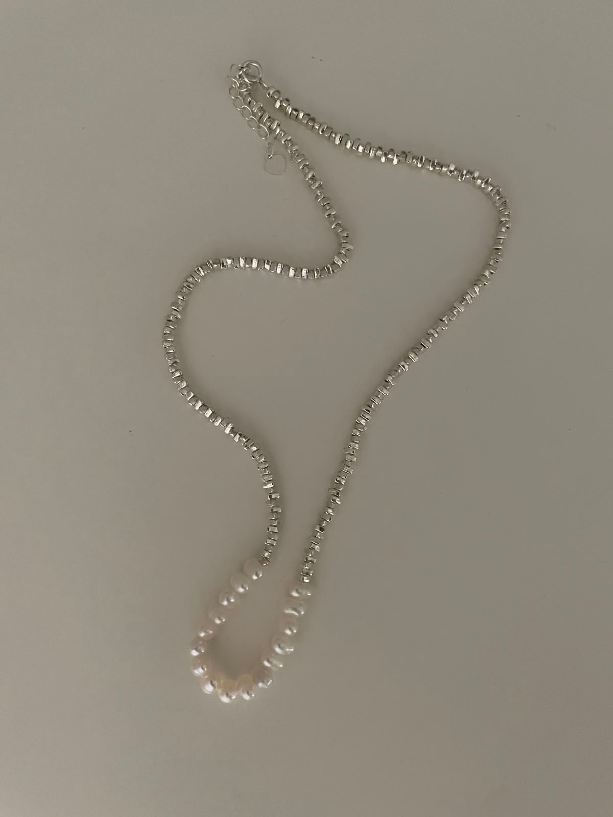 Pearl and Silver Chain Necklace