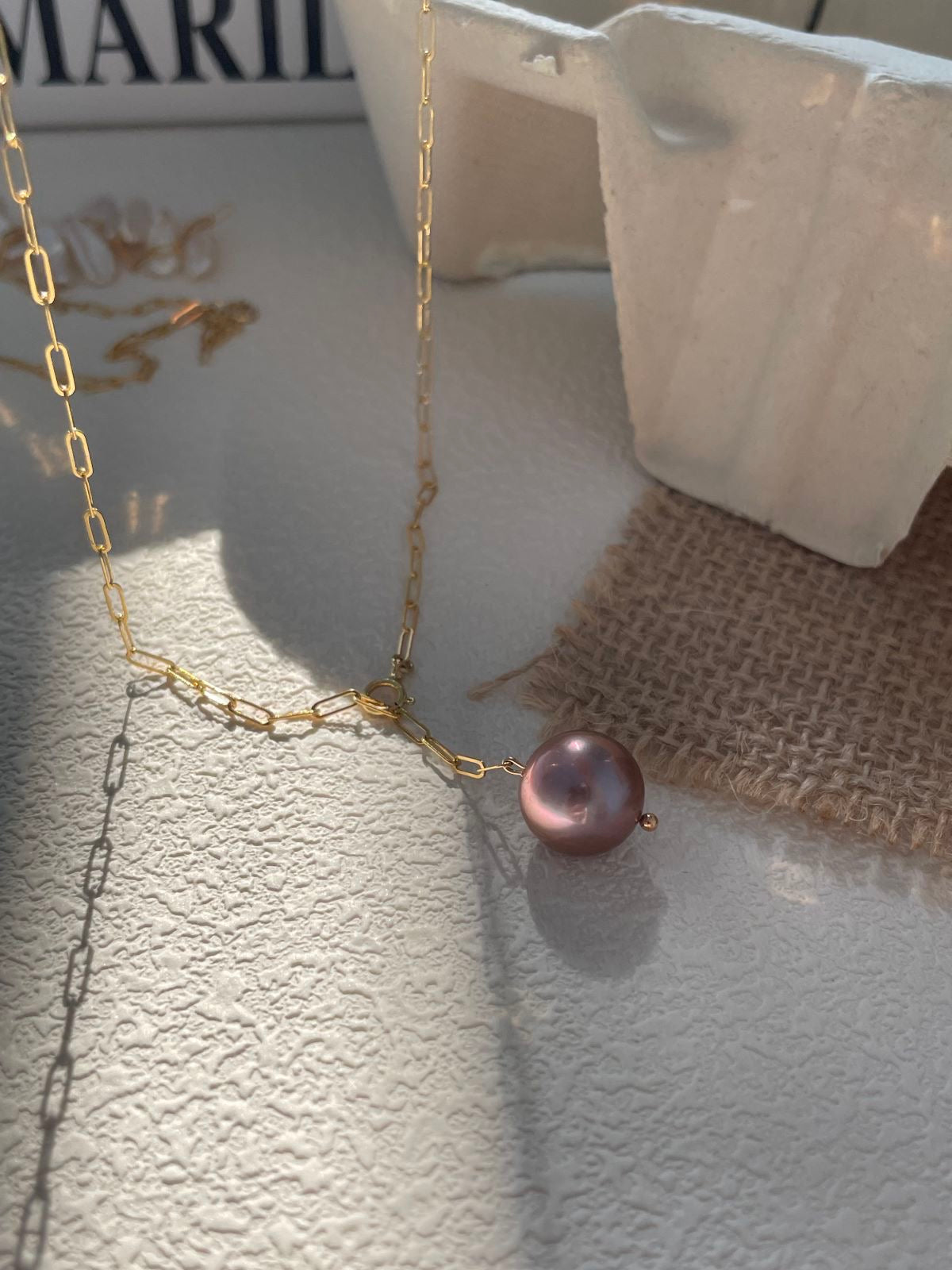 Purple Pearl Gold Necklace