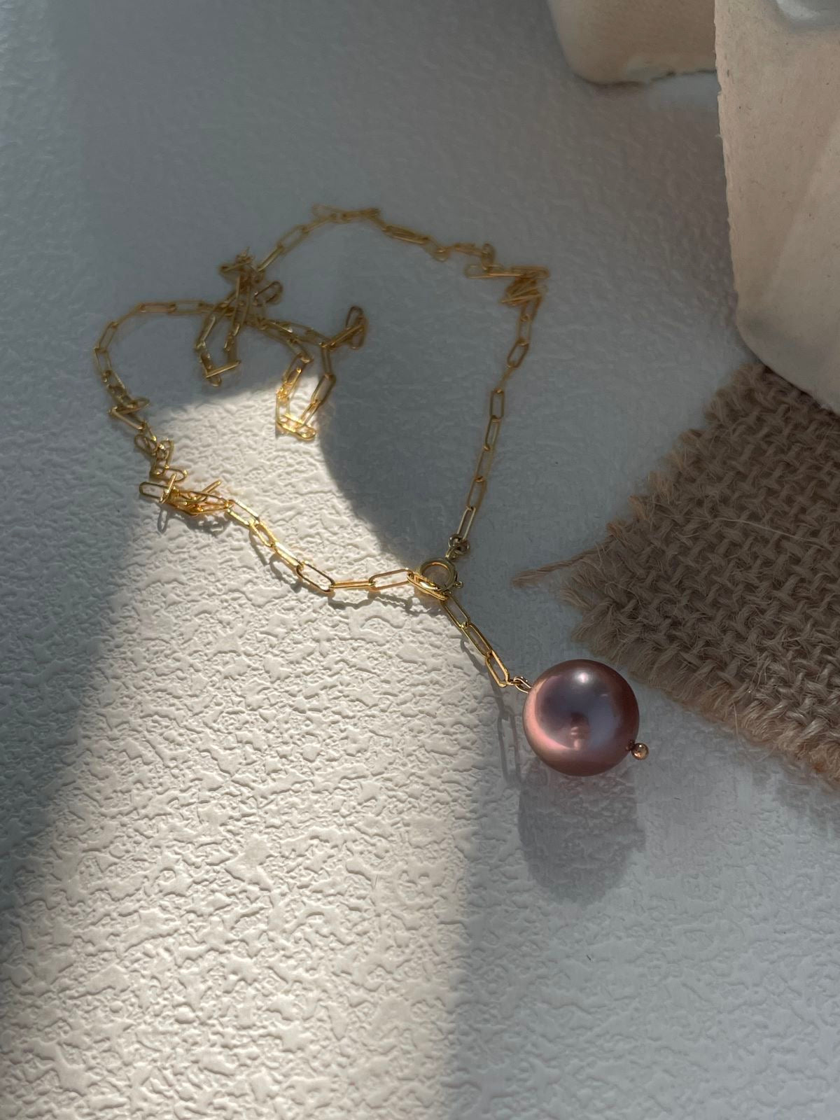 Purple Pearl Gold Necklace