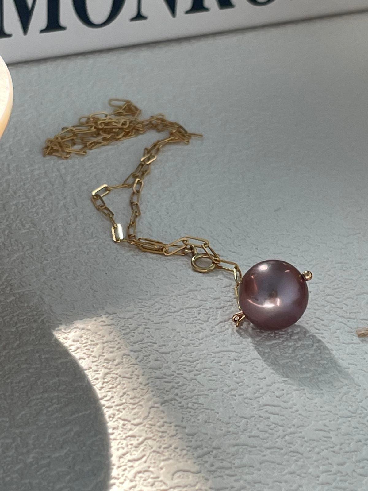 Purple Pearl Gold Necklace