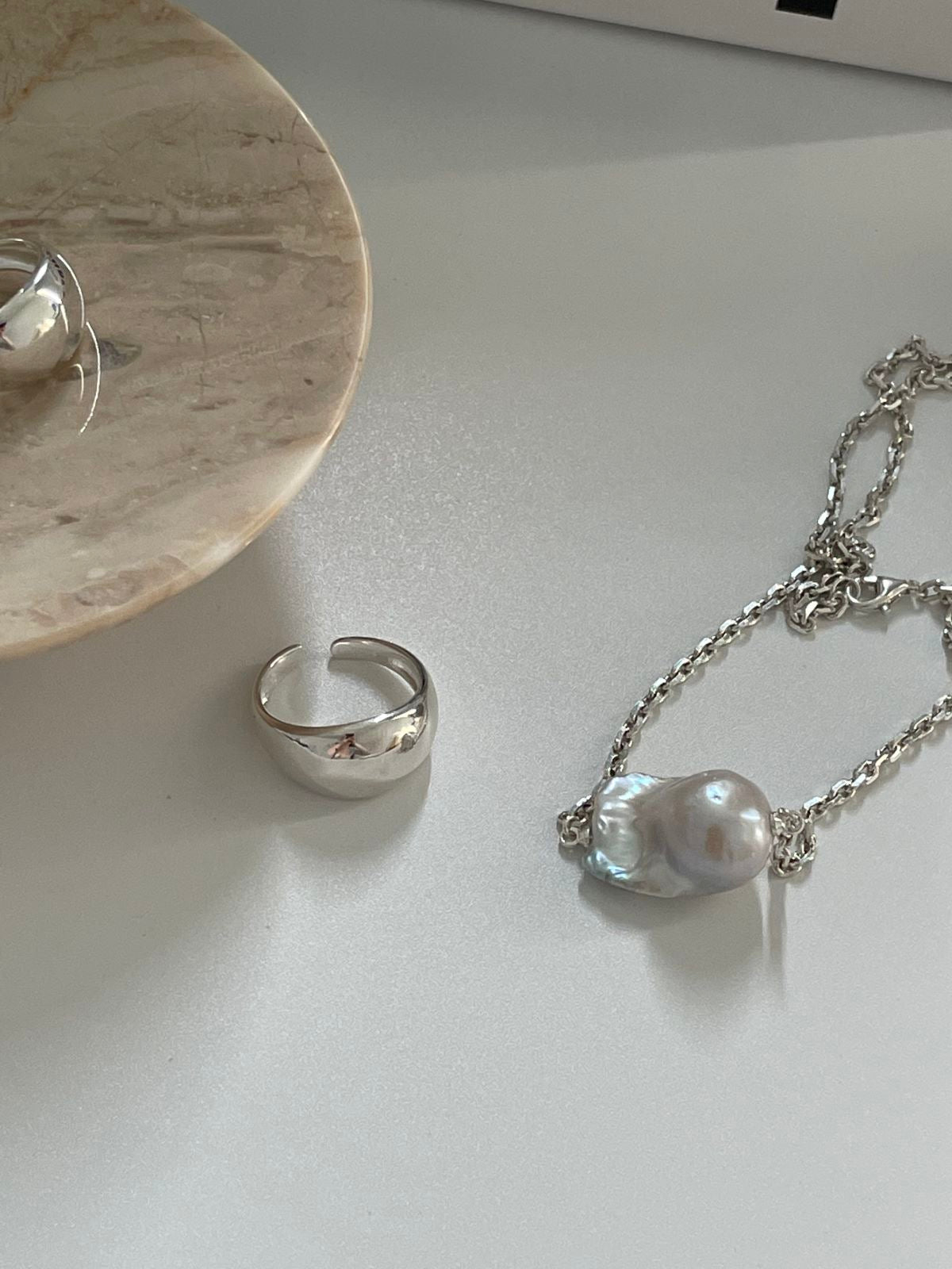 Baroque Pearl Silver Necklace