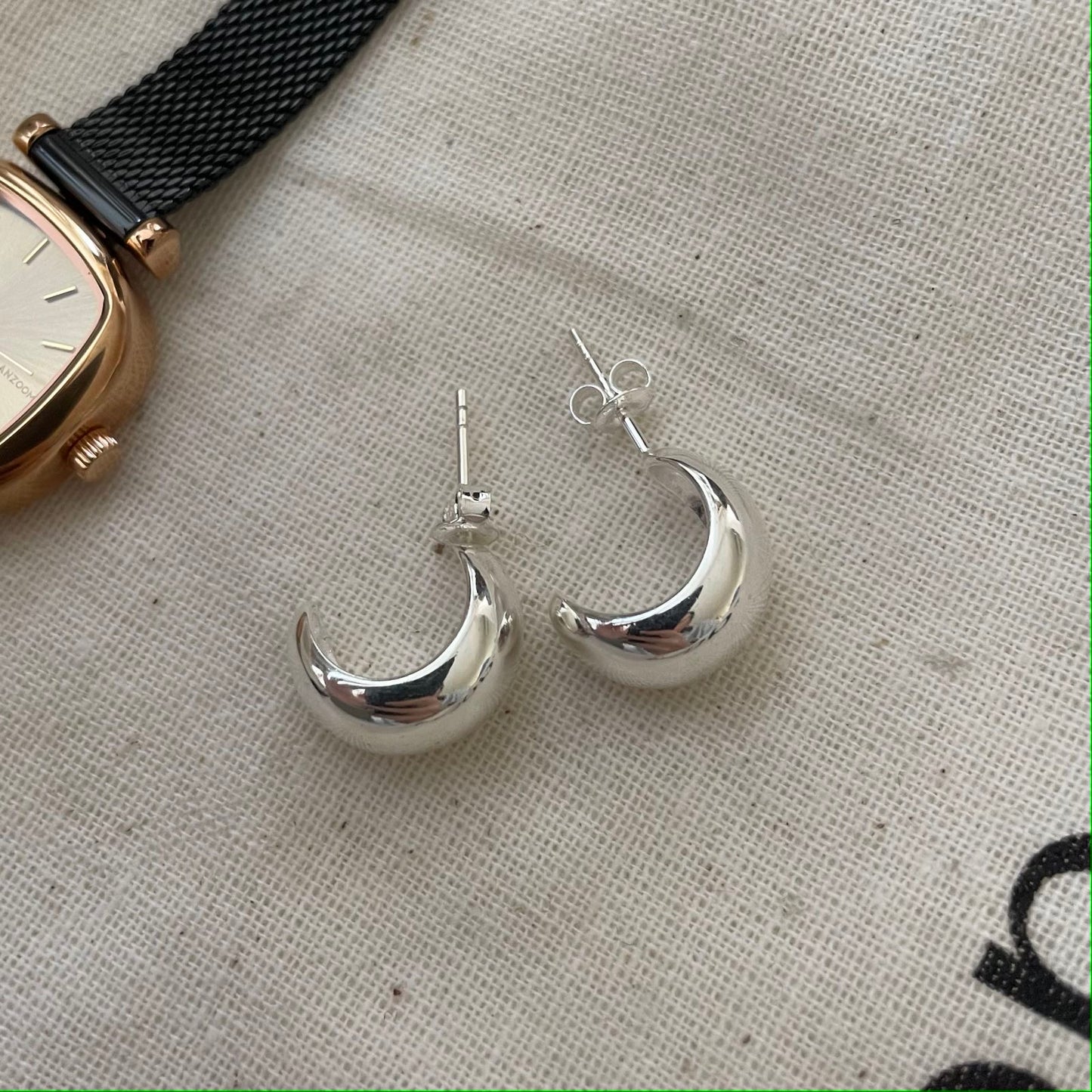 Silver-Plated Moon Earrings