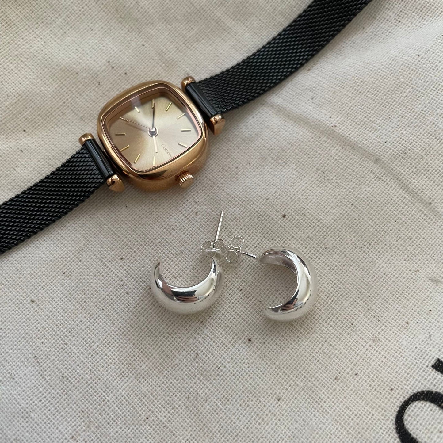 Silver-Plated Moon Earrings