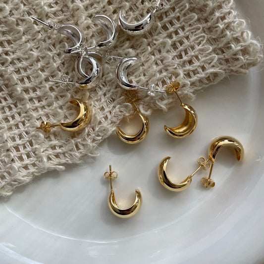 Silver-Plated Moon Earrings