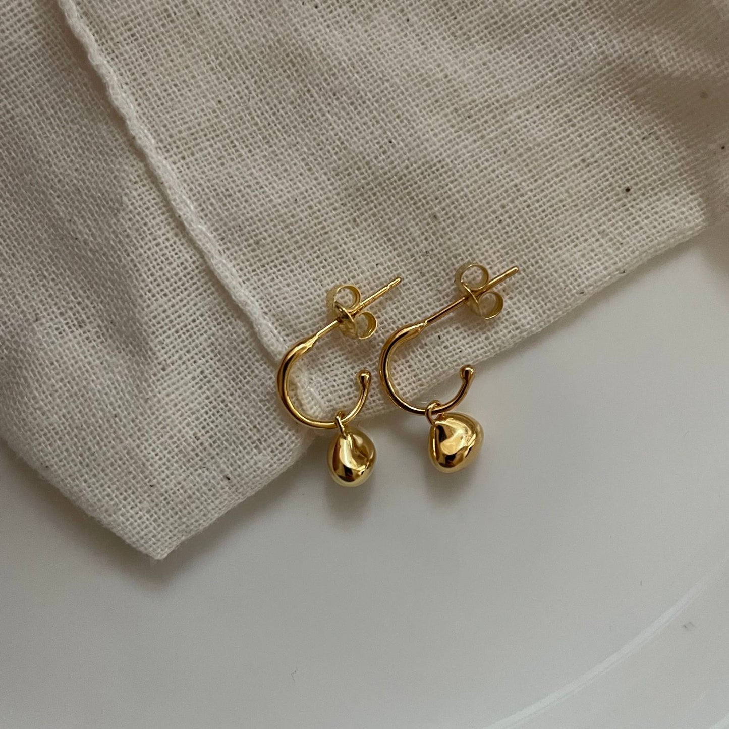 Silver-Plated 18K Gold Ball Earrings