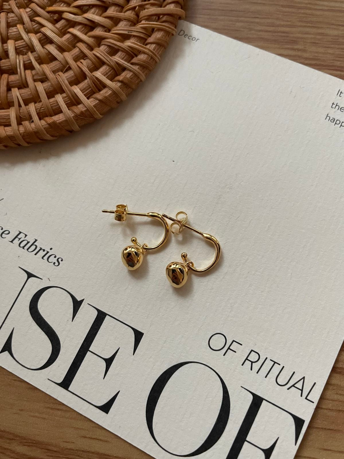 Silver-Plated 18K Gold Ball Earrings