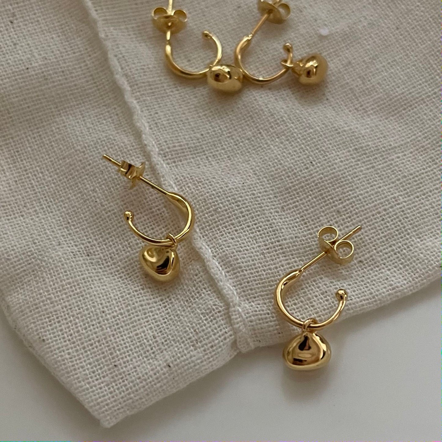 Silver-Plated 18K Gold Ball Earrings