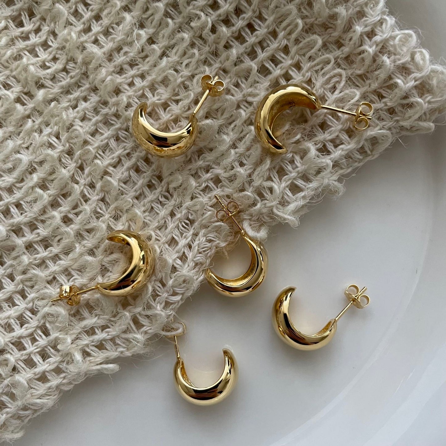 Silver-Plated Moon Earrings