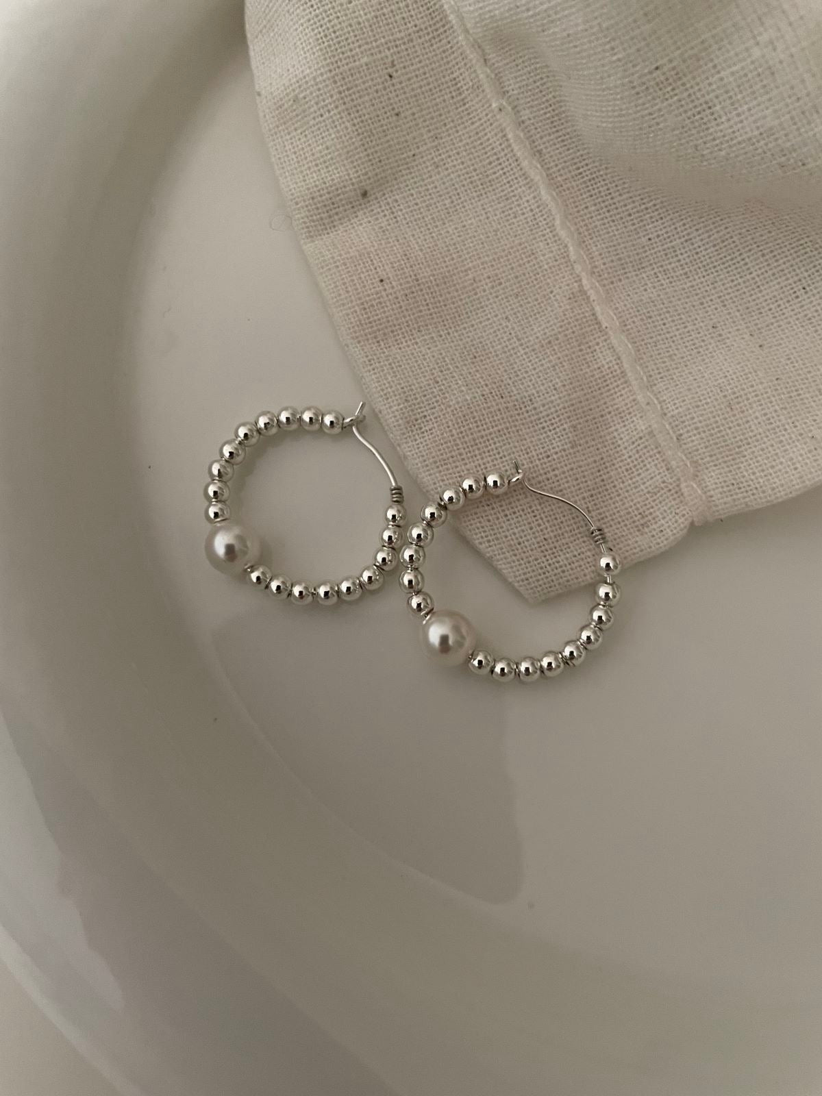 Circle Chain Silver Earrings