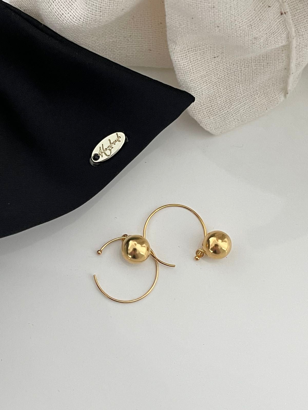 C-Shape 14K Gold Earrings