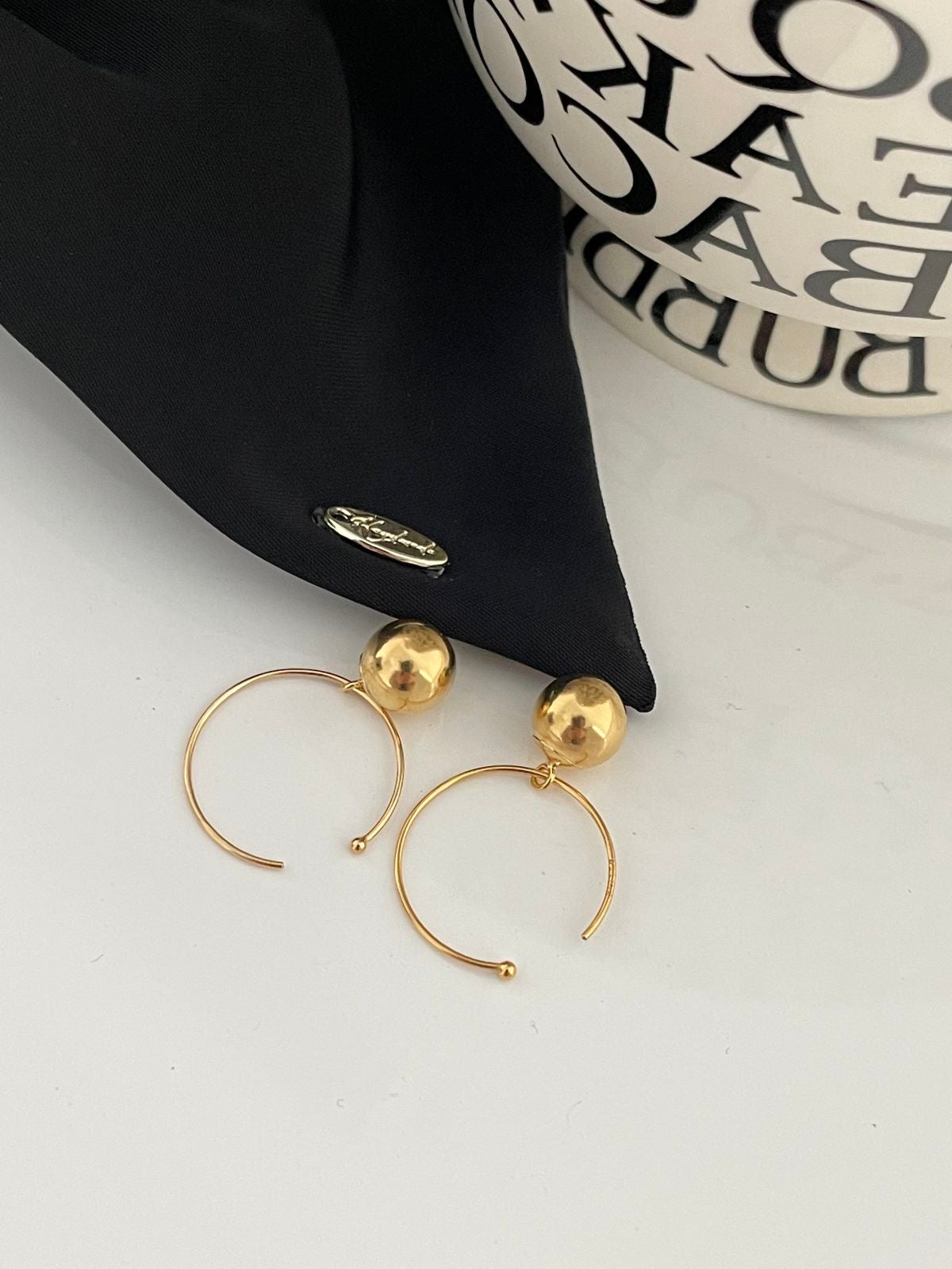 C-Shape 14K Gold Earrings