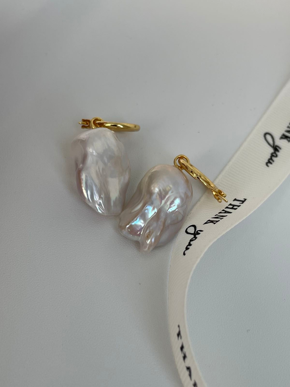 Natural Baroque Pearl Earrings in 18K Gold