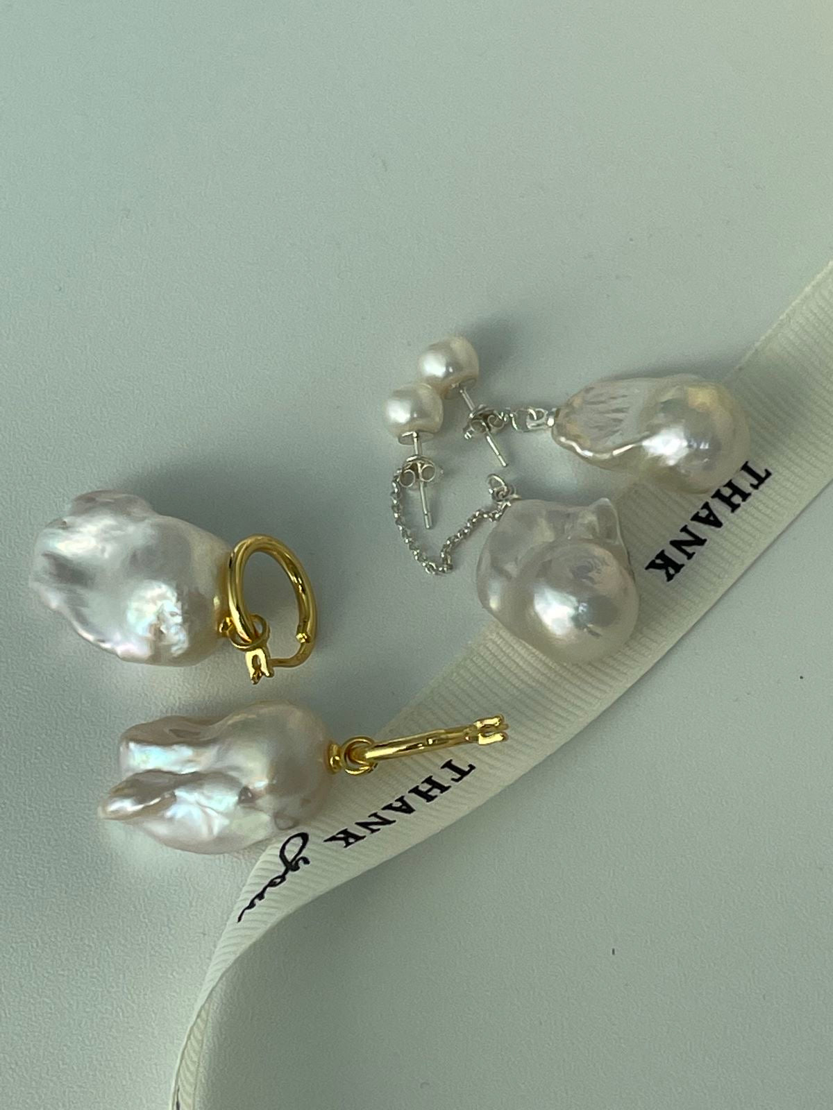 Natural Baroque Pearl Earrings in 18K Gold