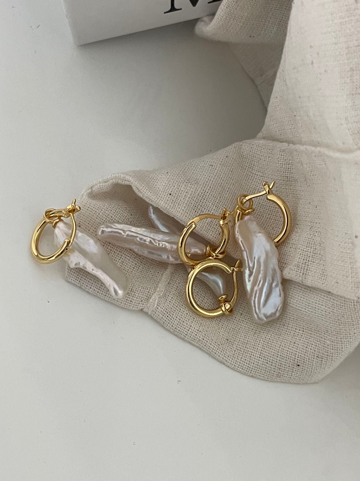 Radiant Baroque Pearl Earrings in 14K Gold