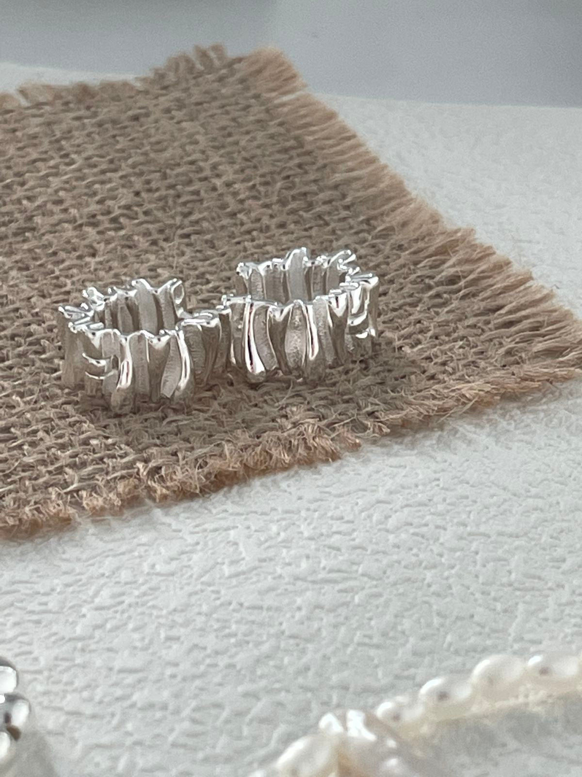 Silver Wave Earring Studs