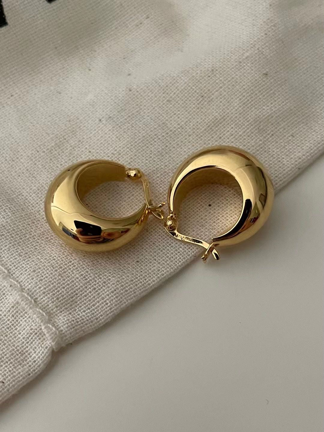 Full Moon Silver-Plated 18K Gold Earrings