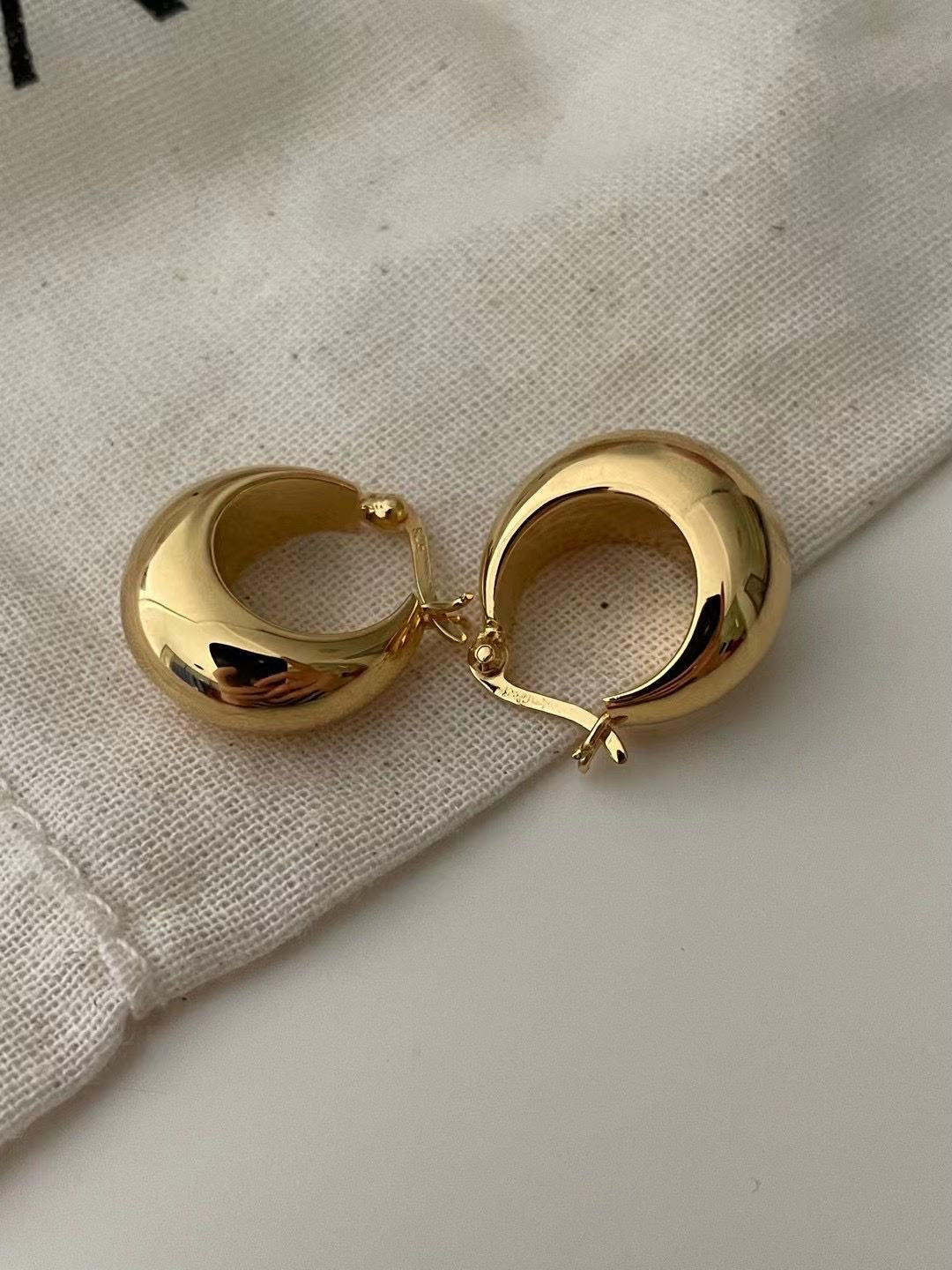 Full Moon Silver-Plated 18K Gold Earrings