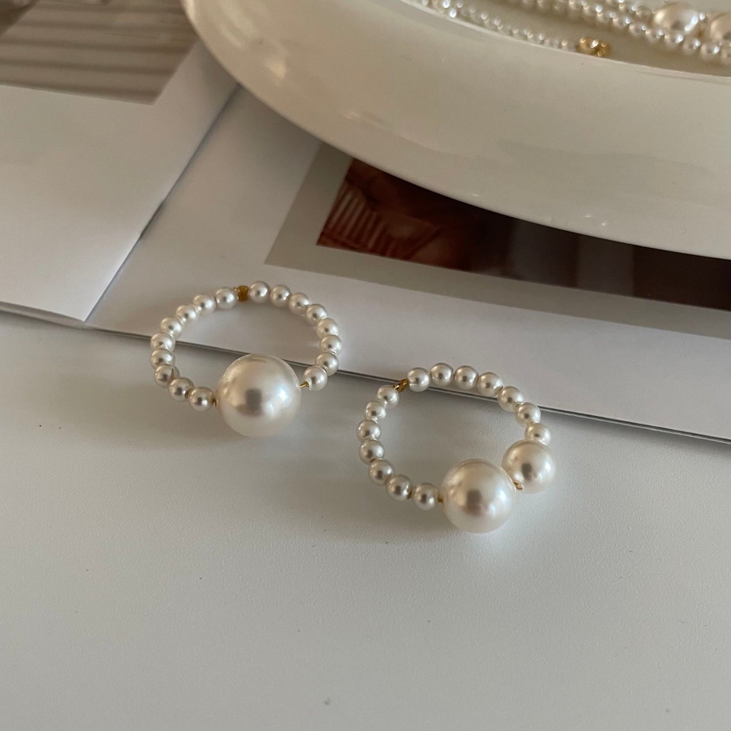 Artificial pearl ring