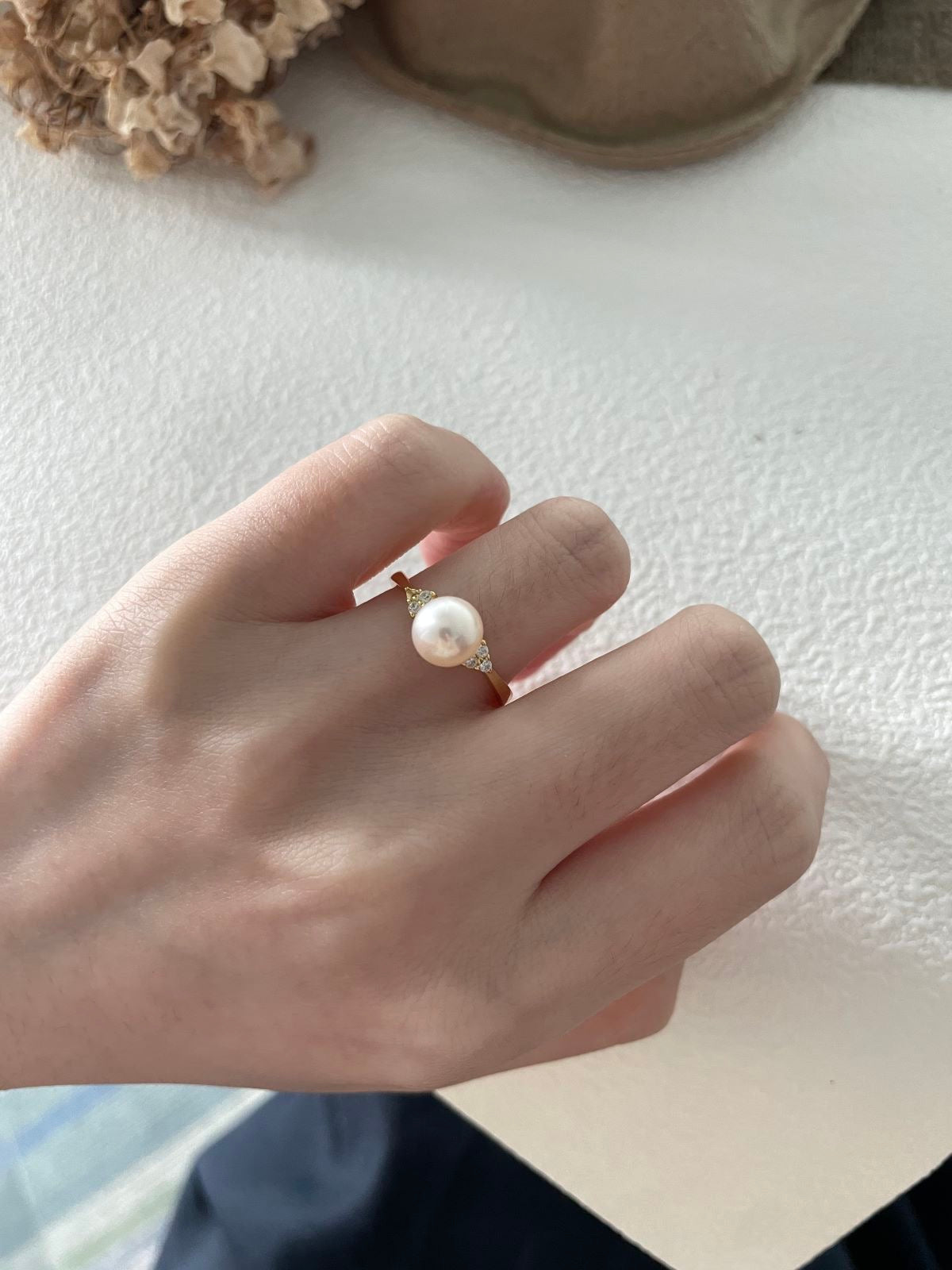 Gilded Glow Pearl Ring