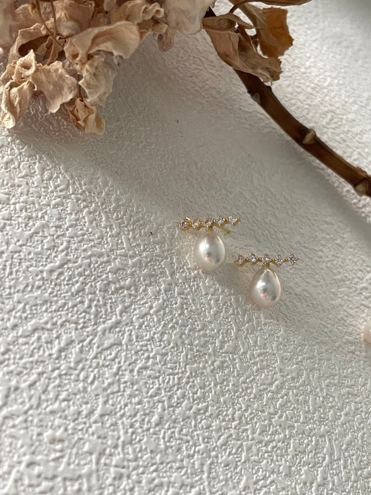 Pearl Ear Studs in Sterling Silver