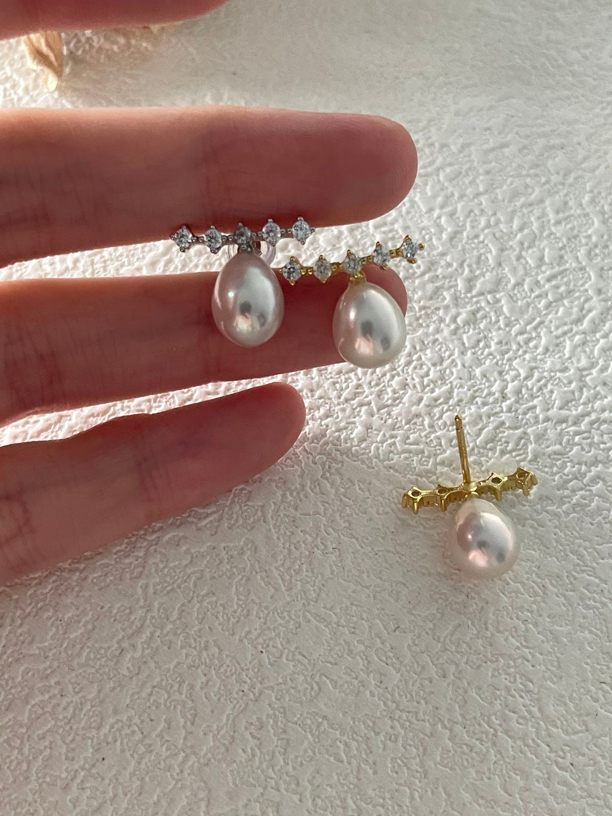 Pearl Ear Studs in Sterling Silver