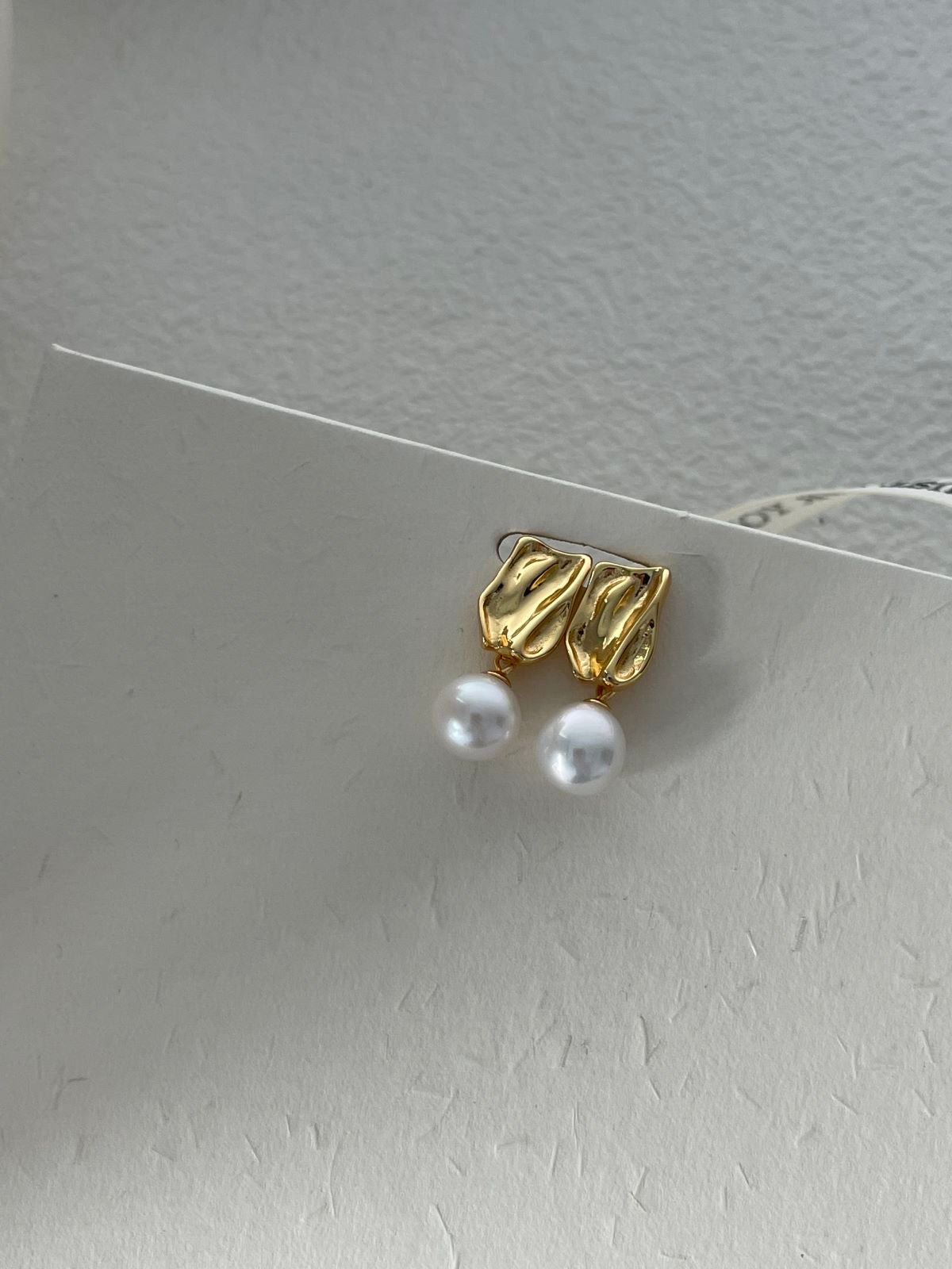 Wave Gold Earrings with Pearl Accents