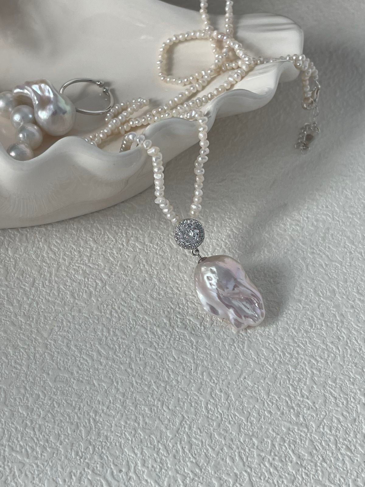 Jumbo Baroque Pearl Pendant with Pearl Chain