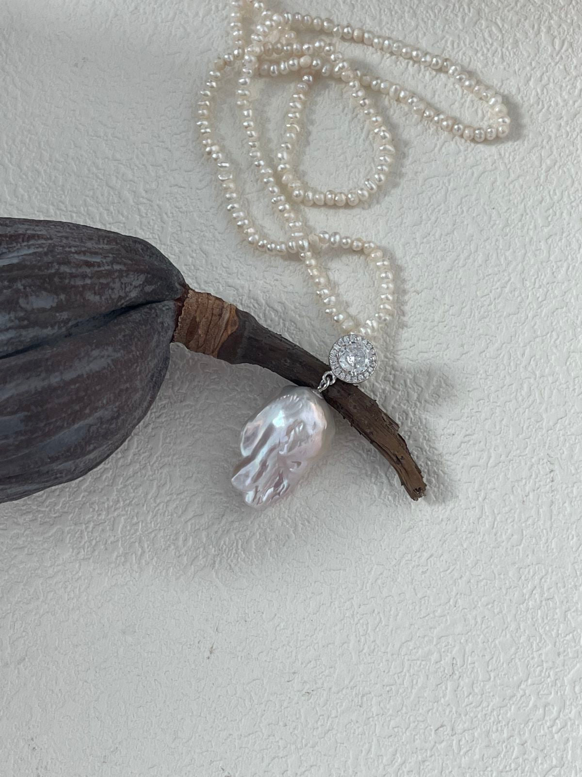 Jumbo Baroque Pearl Pendant with Pearl Chain