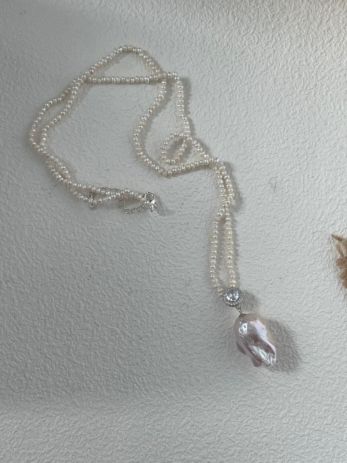 Jumbo Baroque Pearl Pendant with Pearl Chain